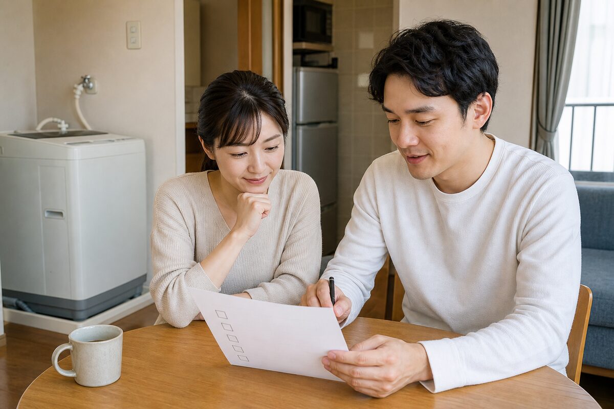 大阪で洗濯機の処分方法と費用を比較する日本人夫婦
