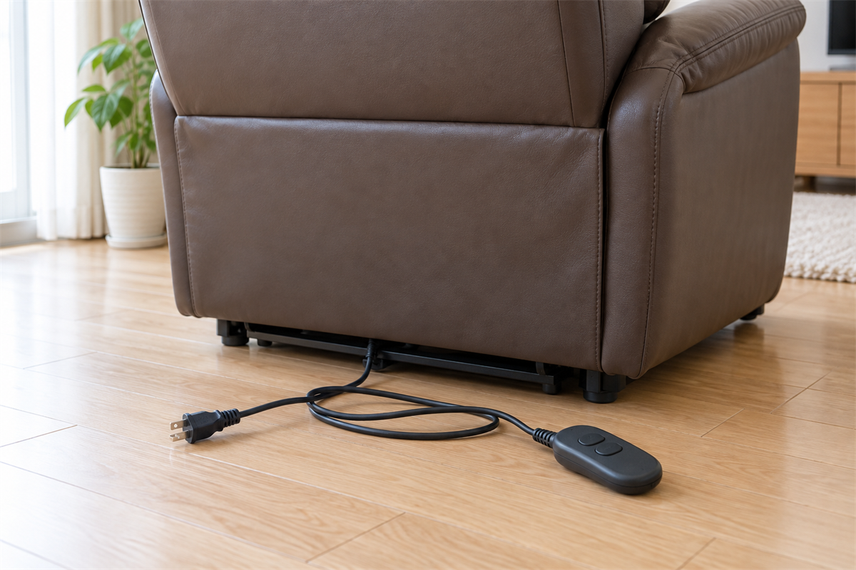 電動リクライニングチェアの電源コードと操作部の確認