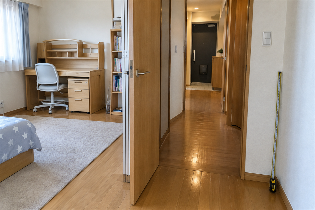 学習机を運び出す子ども部屋から玄関までの経路