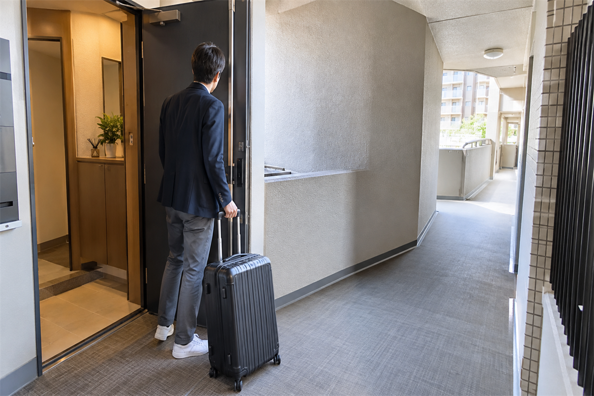 玄関から共用廊下までのスーツケース搬出経路